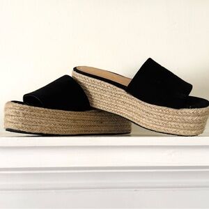 Lulus Black Espadrille Platform Slides
